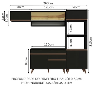 Foto 3 | Gabinete de Cocina Integral Completa Madesa 260 cm Reims Negro 07