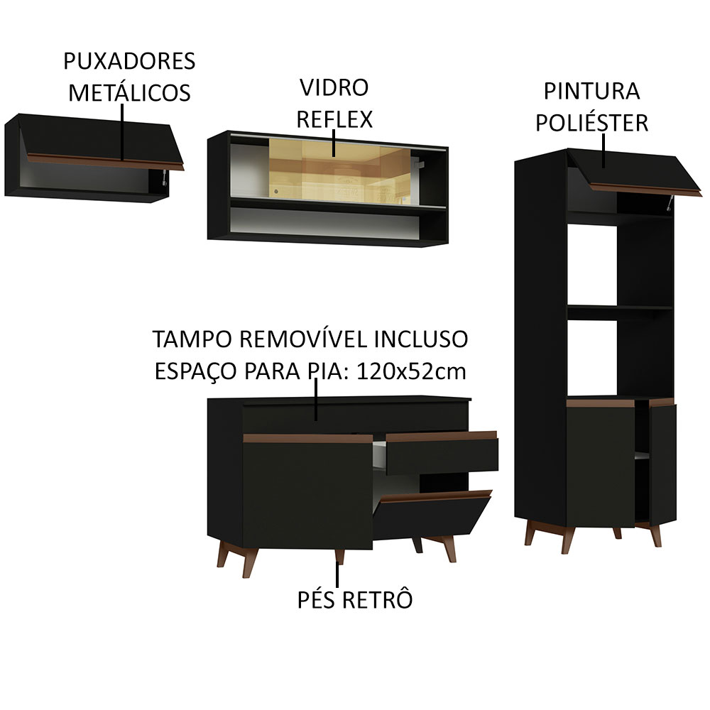 Foto 5 pulgar | Gabinete de Cocina Integral Completa Madesa 260 cm Reims Negro 07
