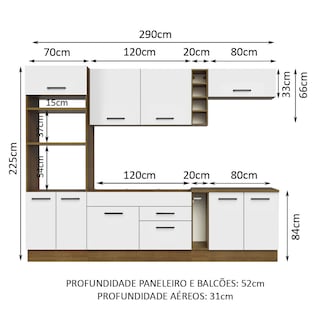 Foto 3 | Gabinete de Cocina Integral Completa Madesa 290 cm Agata Rústico y Blanco 01