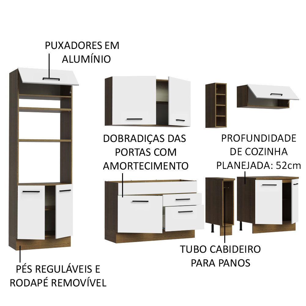 Foto 4 | Gabinete de Cocina Integral Completa Madesa 290 cm Agata Rústico y Blanco 01