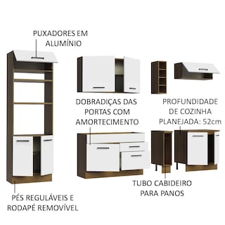 Foto 4 | Gabinete de Cocina Integral Completa Madesa 290 cm Agata Rústico y Blanco 01