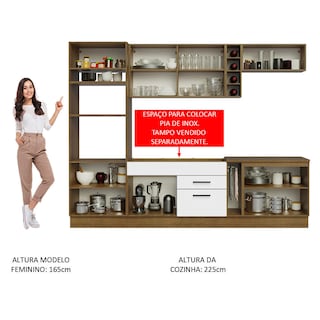 Foto 5 | Gabinete de Cocina Integral Completa Madesa 290 cm Agata Rústico y Blanco 01