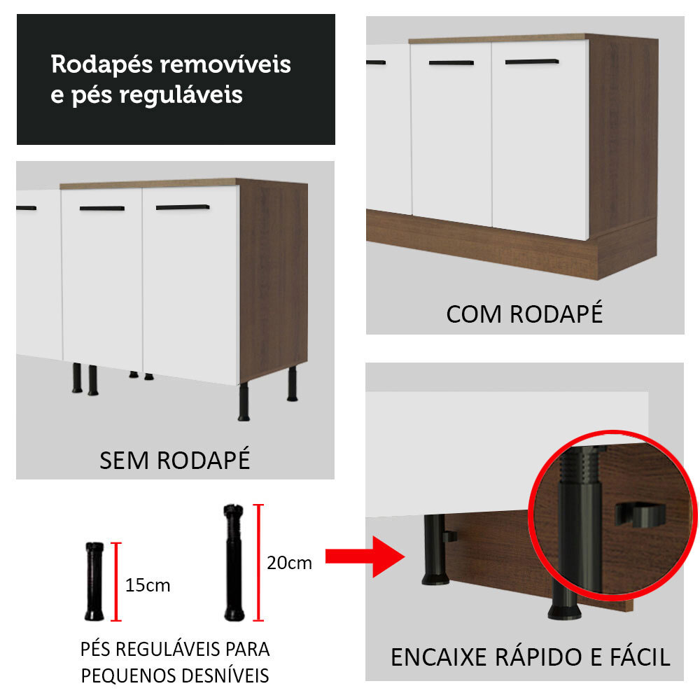 Foto 8 | Gabinete de Cocina Integral Completa Madesa 290 cm Agata Rústico y Blanco 01