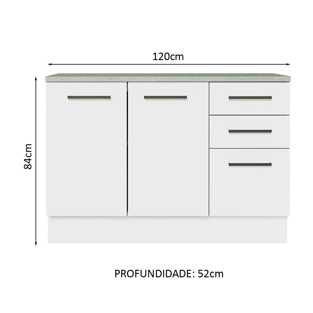 Foto 3 pulgar | Gabinete de Fregadero para Cocina Madesa 2 Puertas y 3 Cajones con Encimera Agata Blanco