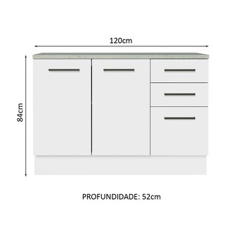 Foto 2 | Gabinete de Fregadero para Cocina Madesa 2 Puertas y 3 Cajones con Encimera Agata Blanco