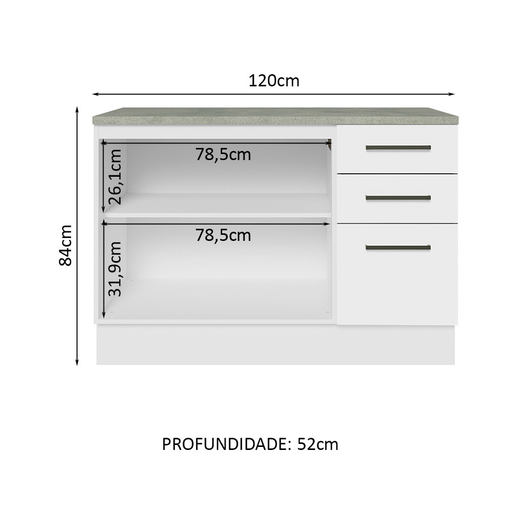 Foto 4 pulgar | Gabinete de Fregadero para Cocina Madesa 2 Puertas y 3 Cajones con Encimera Agata Blanco