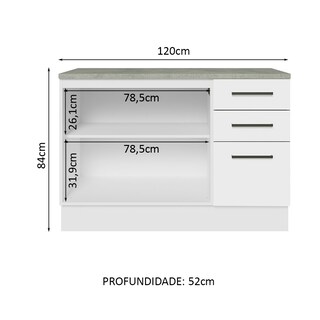 Foto 3 | Gabinete de Fregadero para Cocina Madesa 2 Puertas y 3 Cajones con Encimera Agata Blanco
