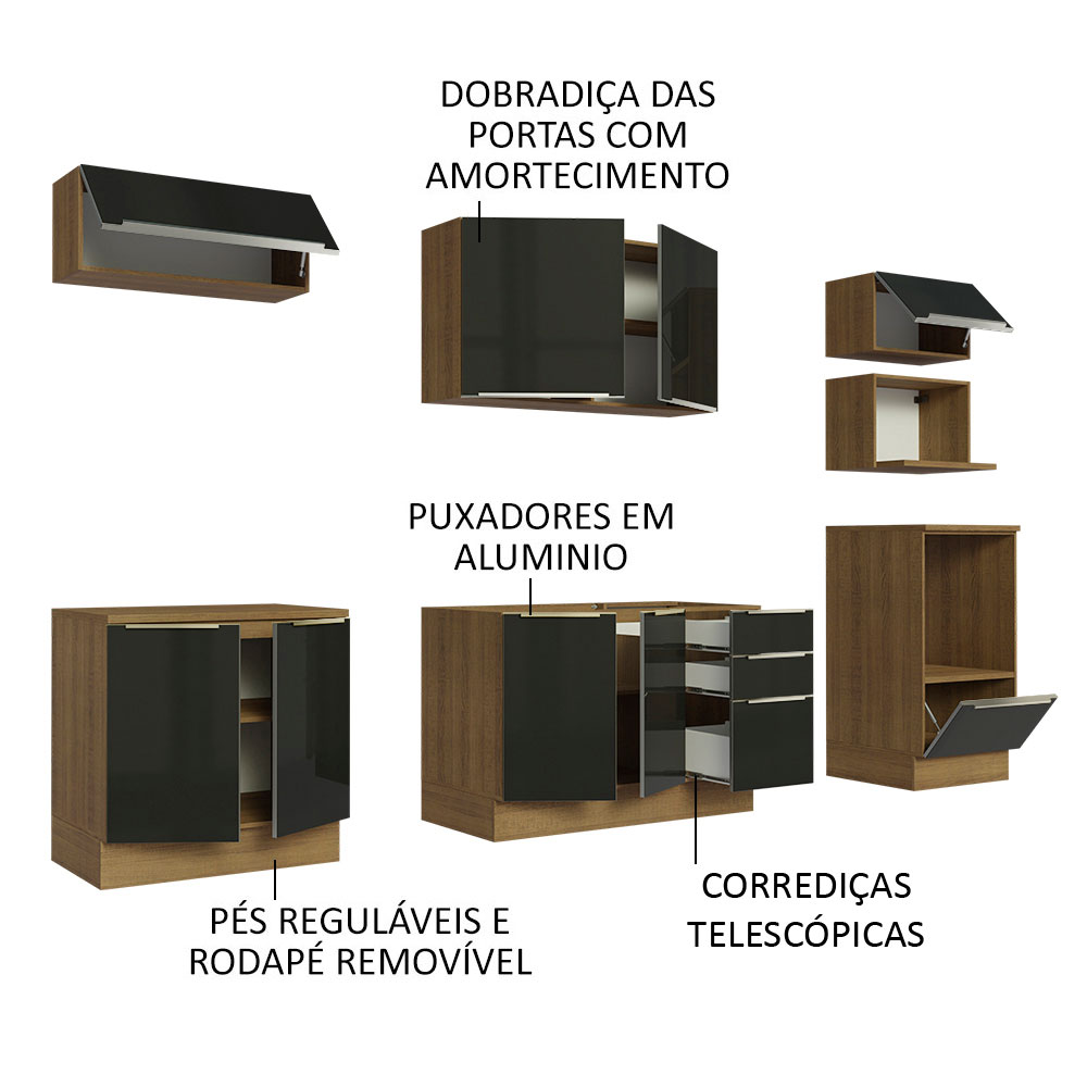 Foto 4 | Cocina Integral Madesa GRLX2600077K Negra de 260 Cm