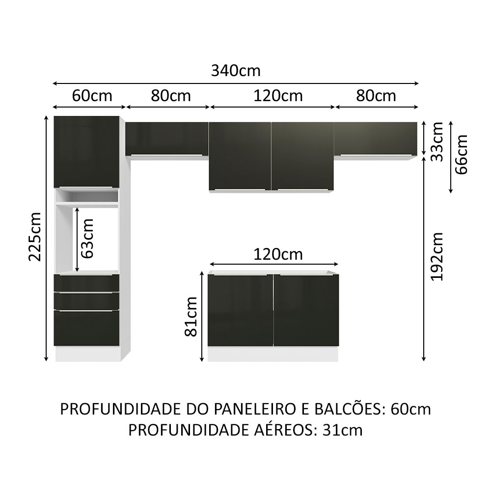 Foto 3 | Cocina Integral Madesa GRLX34000173 Blanca de 340 Cm