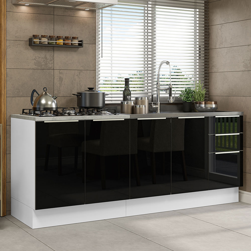 Foto 2 | Mueble para Cocina Madesa Negro con 3 Puertas