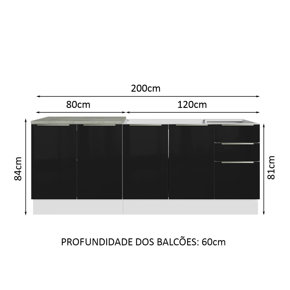 Foto 4 pulgar | Mueble para Cocina Madesa Negro con 3 Puertas