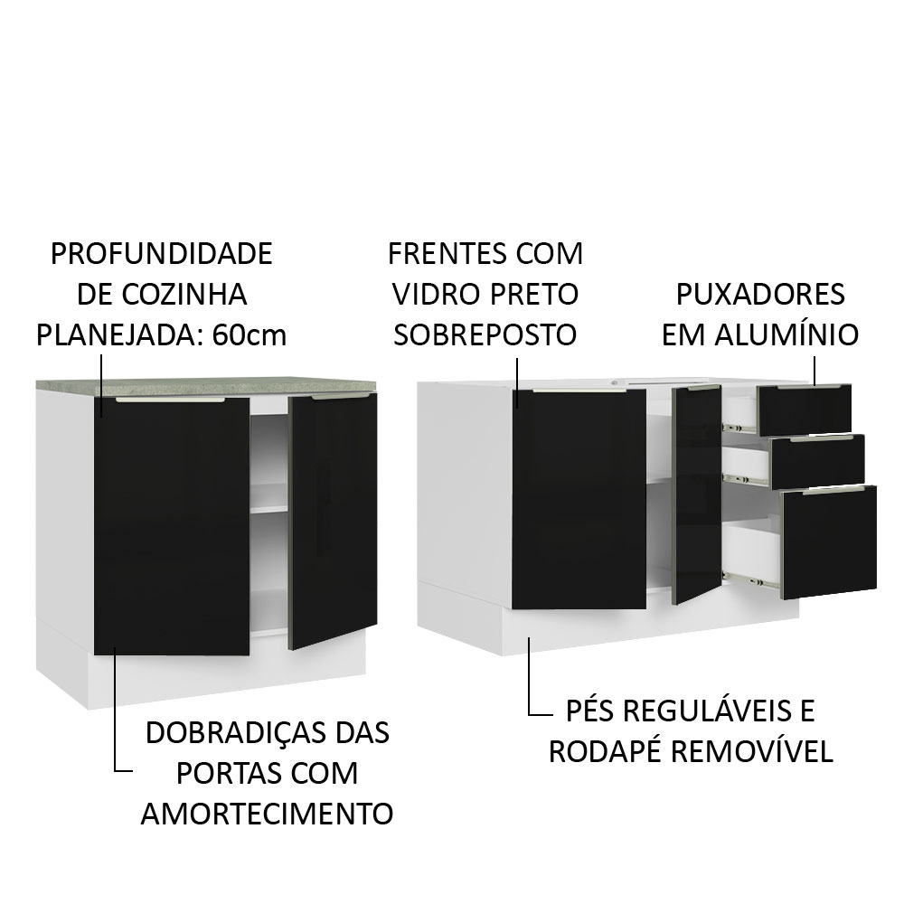 Foto 5 pulgar | Mueble para Cocina Madesa Negro con 3 Puertas