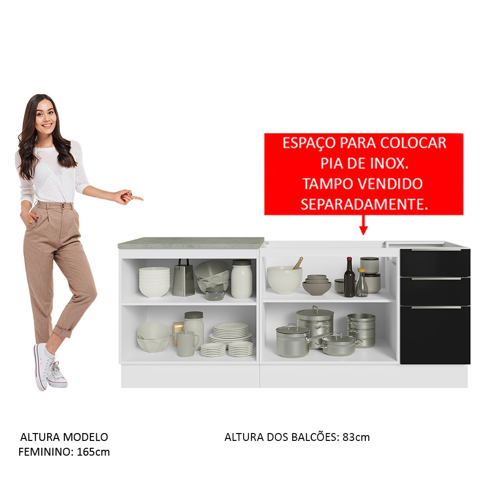 Foto 6 pulgar | Mueble para Cocina Madesa Negro con 3 Puertas