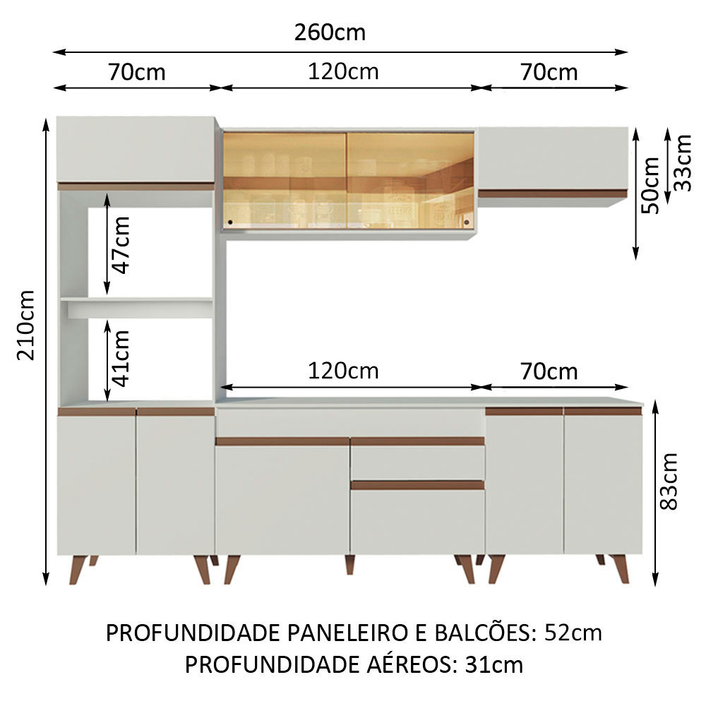 Foto 4 pulgar | Cocina Integral Madesa GRRM26000209 Blanca de 260 Cm