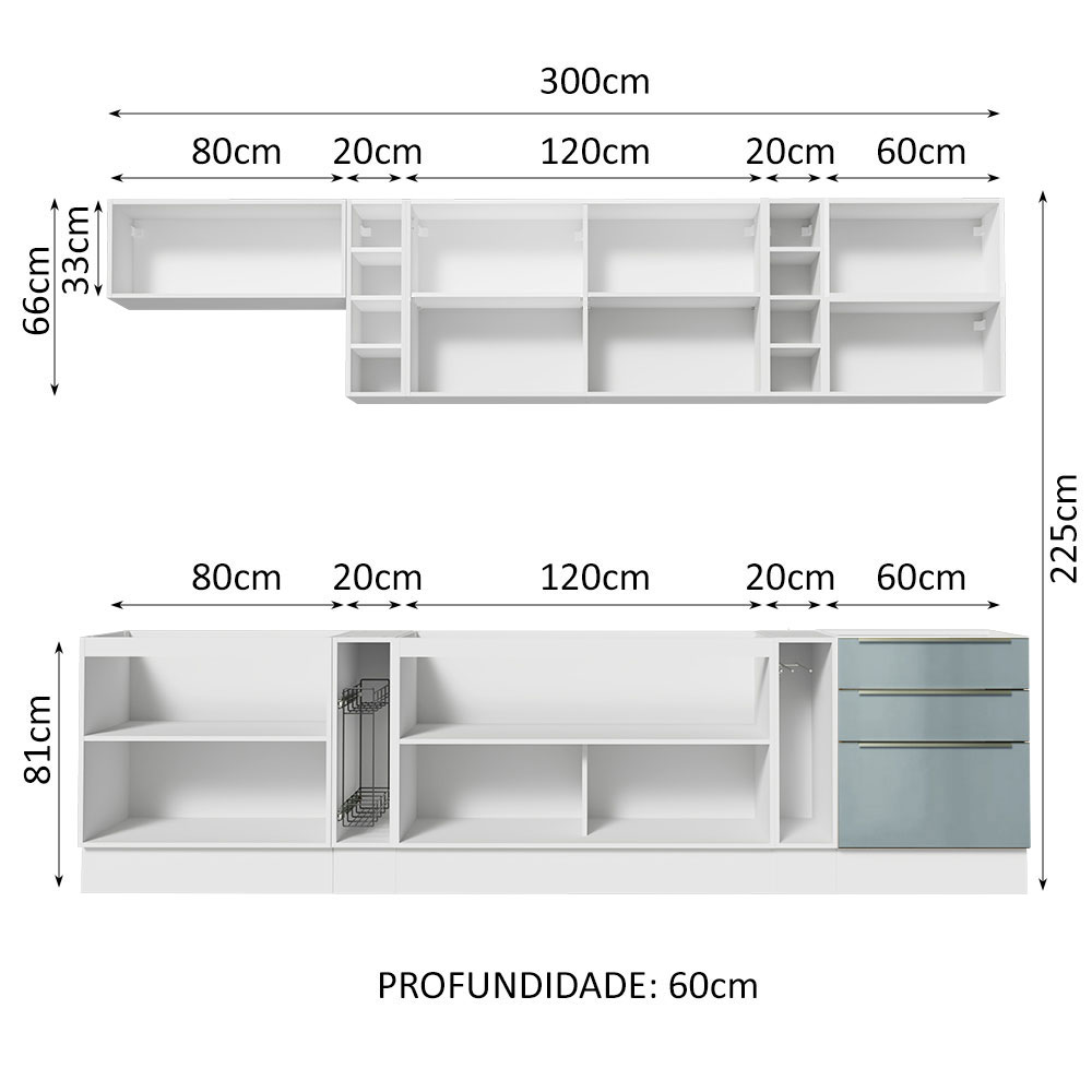 Foto 4 pulgar | Cocina Integral Madesa GRLX3000019R Blanca de 300 Cm