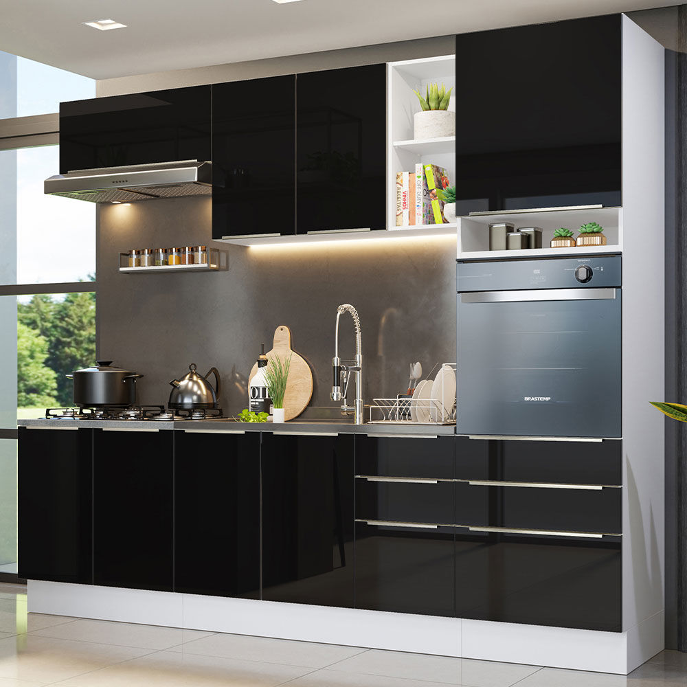 Cocina Integral Completa Madesa Lux Negro 260 cm