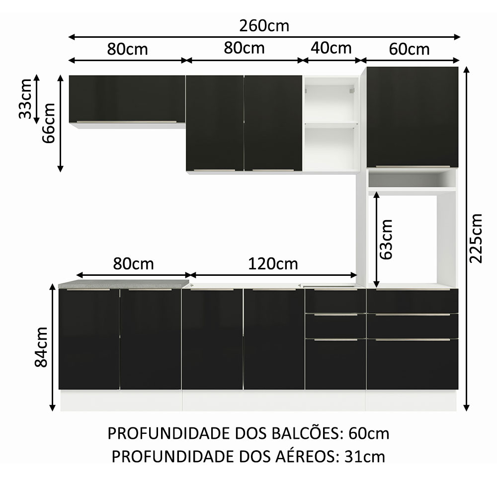 Foto 4 pulgar | Cocina Integral Completa Madesa Lux Negro 260 cm