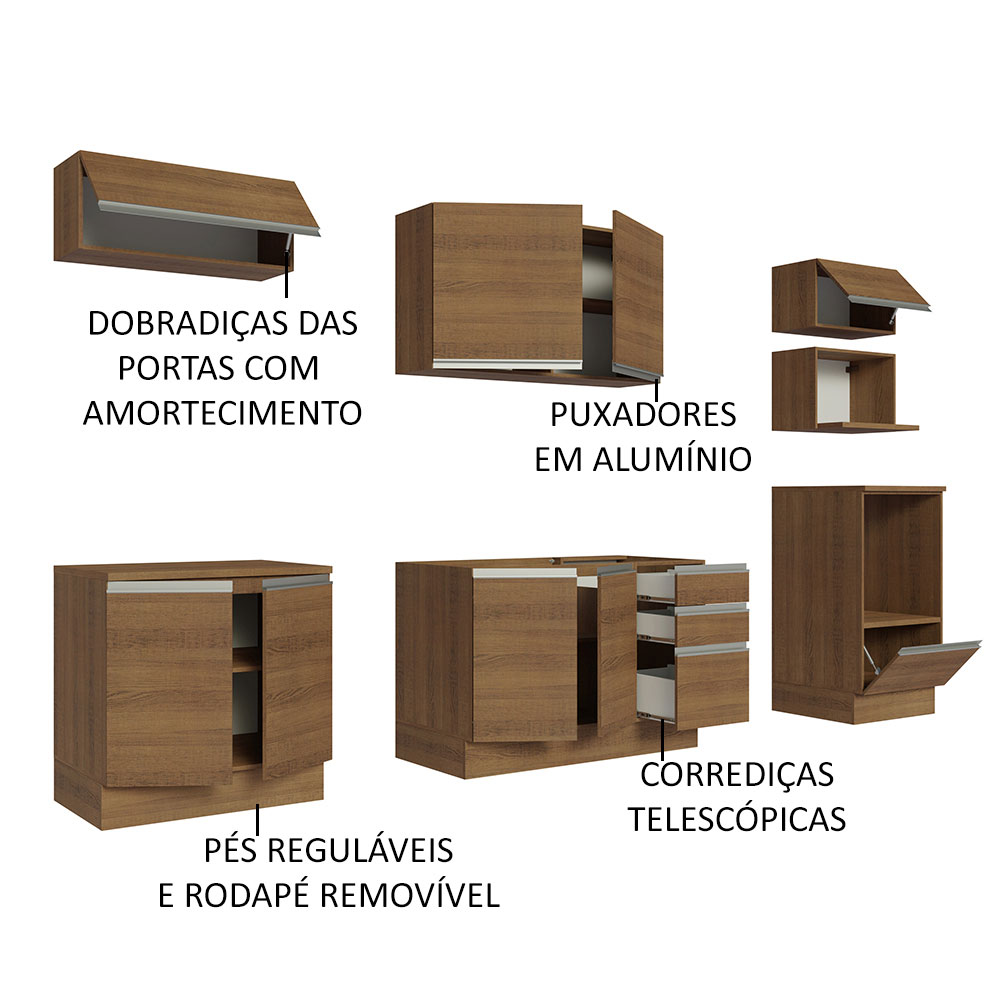 Foto 4 | Cocina Integral Madesa Glamy Rústica 260 cm x 60 cm