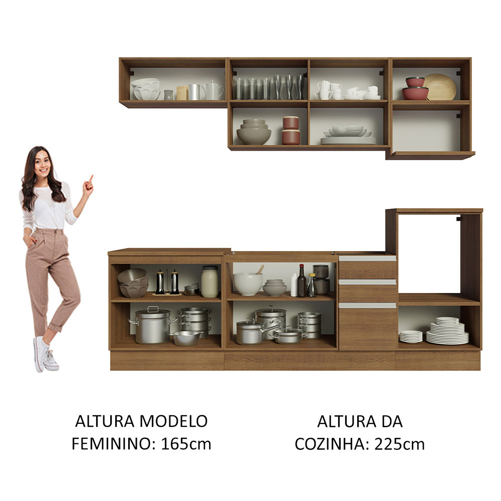 Foto 6 pulgar | Cocina Integral Madesa Glamy Rústica 260 cm x 60 cm