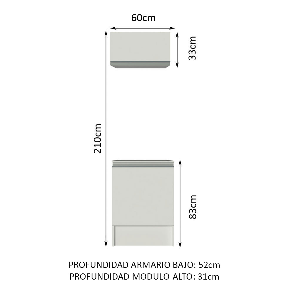 Foto 3 | Kit de Alacena y Mostrador de Cocina Madesa Topazio 60 cm