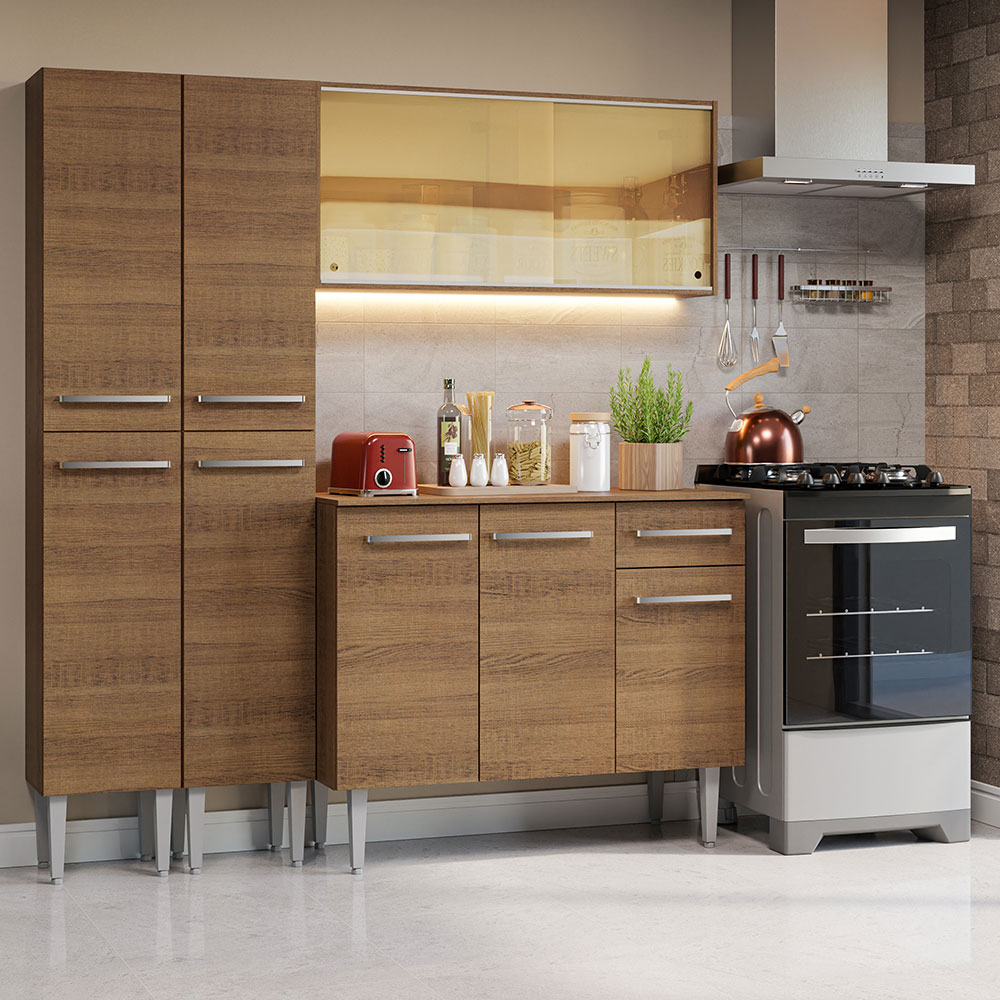 Gabinete de Cocina Integral Compacto Madesa Emilly Rustic  169 cm