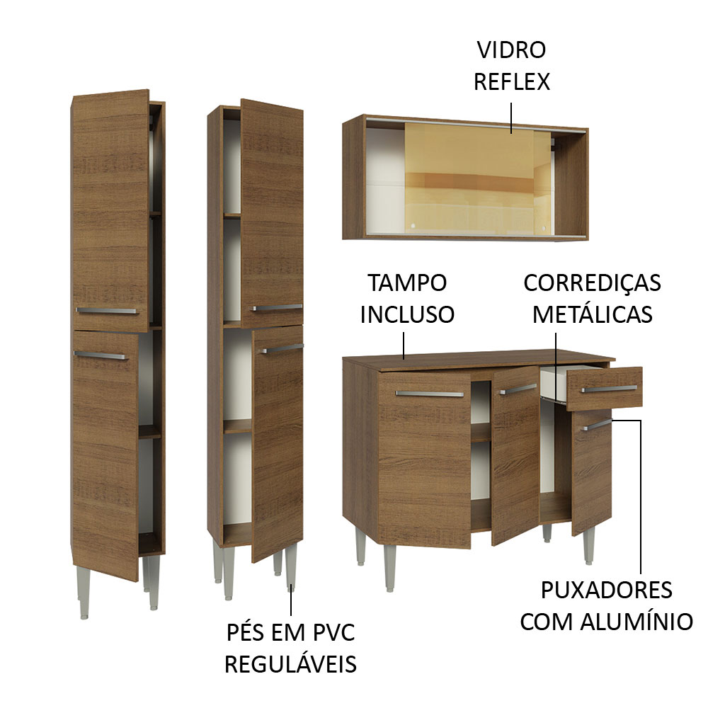 Foto 5 pulgar | Gabinete de Cocina Integral Compacto Madesa Emilly Rustic  169 cm