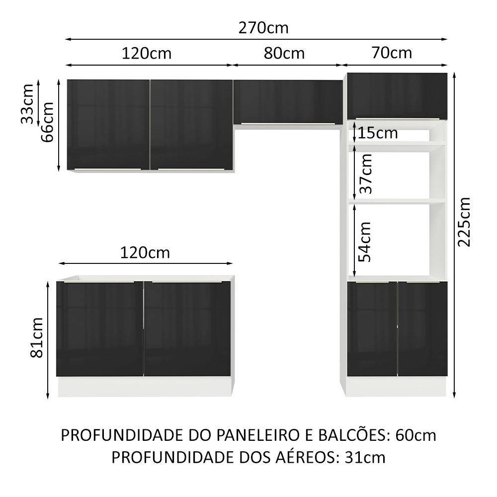 Foto 3 | Cocina Integral Completa Madesa Lux Negra 270 cm