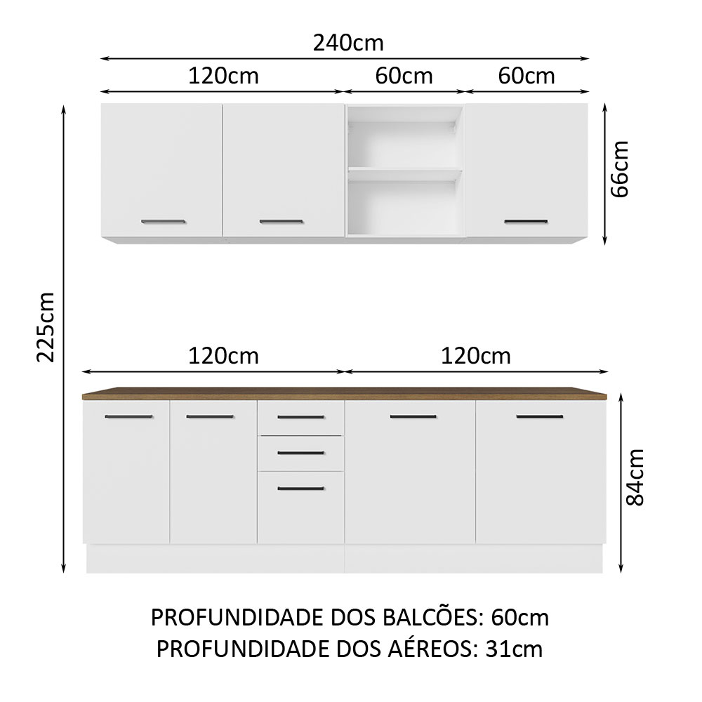 Foto 5 | Cocina Completa Madesa Agata 240 cm Blanco Rústico