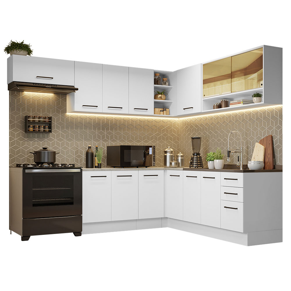 Gabinete De Cocina Integral Madesa Completa De Esquinero 486 Cm X 60 Cm Agata Blanco 01