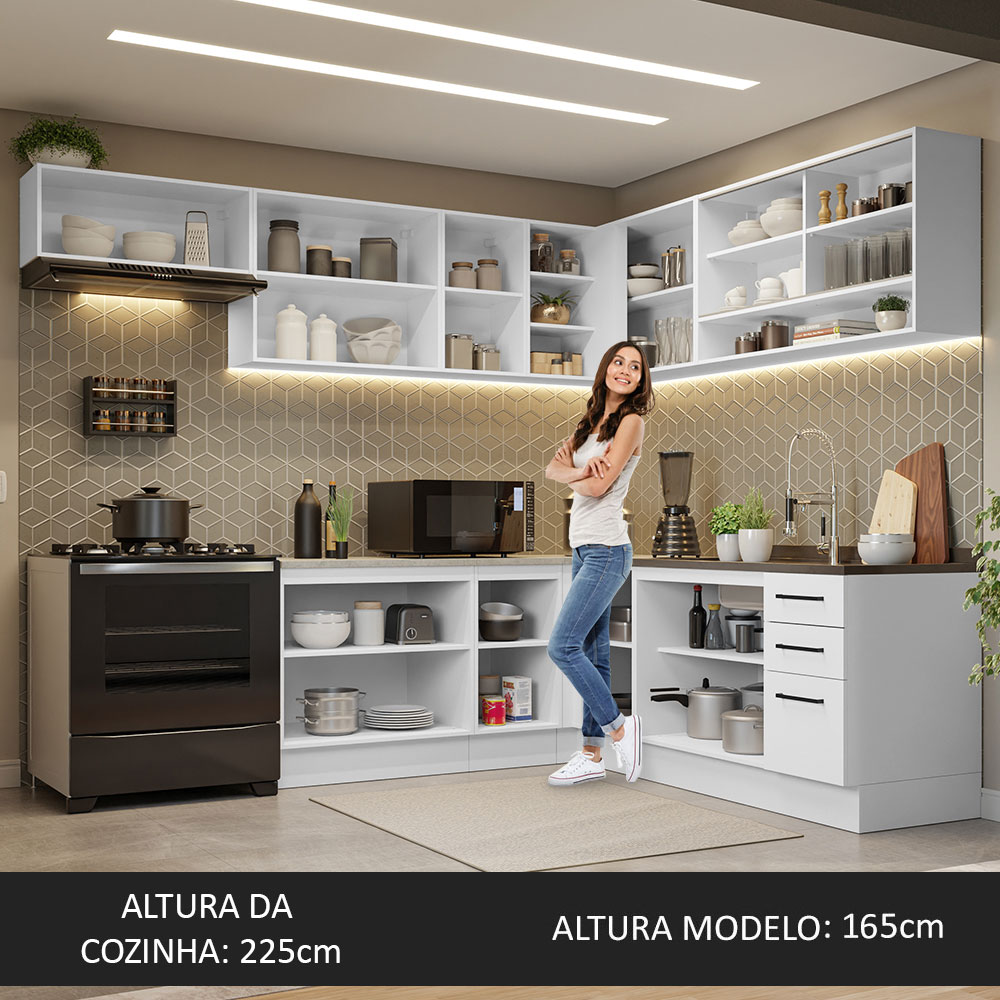 Foto 4 pulgar | Gabinete De Cocina Integral Madesa Completa De Esquinero 486 Cm X 60 Cm Agata Blanco 01