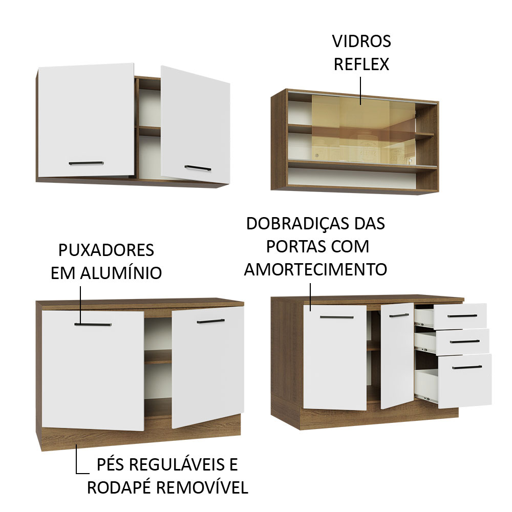 Foto 6 pulgar | Gabinete Madesa De Cocina Integral De 240 Cm X 60 Cm Agata Rústico/blanco 01