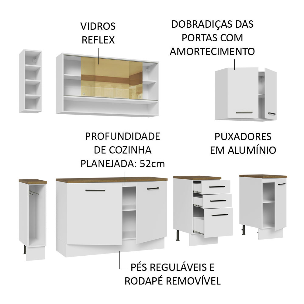 Foto 5 pulgar | Gabinete De Cocina Integral Madesa De 220 Cm X 60 Cm Agata Blanco/Rústico 02