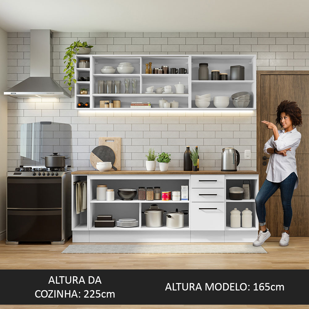 Foto 6 pulgar | Gabinete De Cocina Integral Madesa De 220 Cm X 60 Cm Agata Blanco/Rústico 02