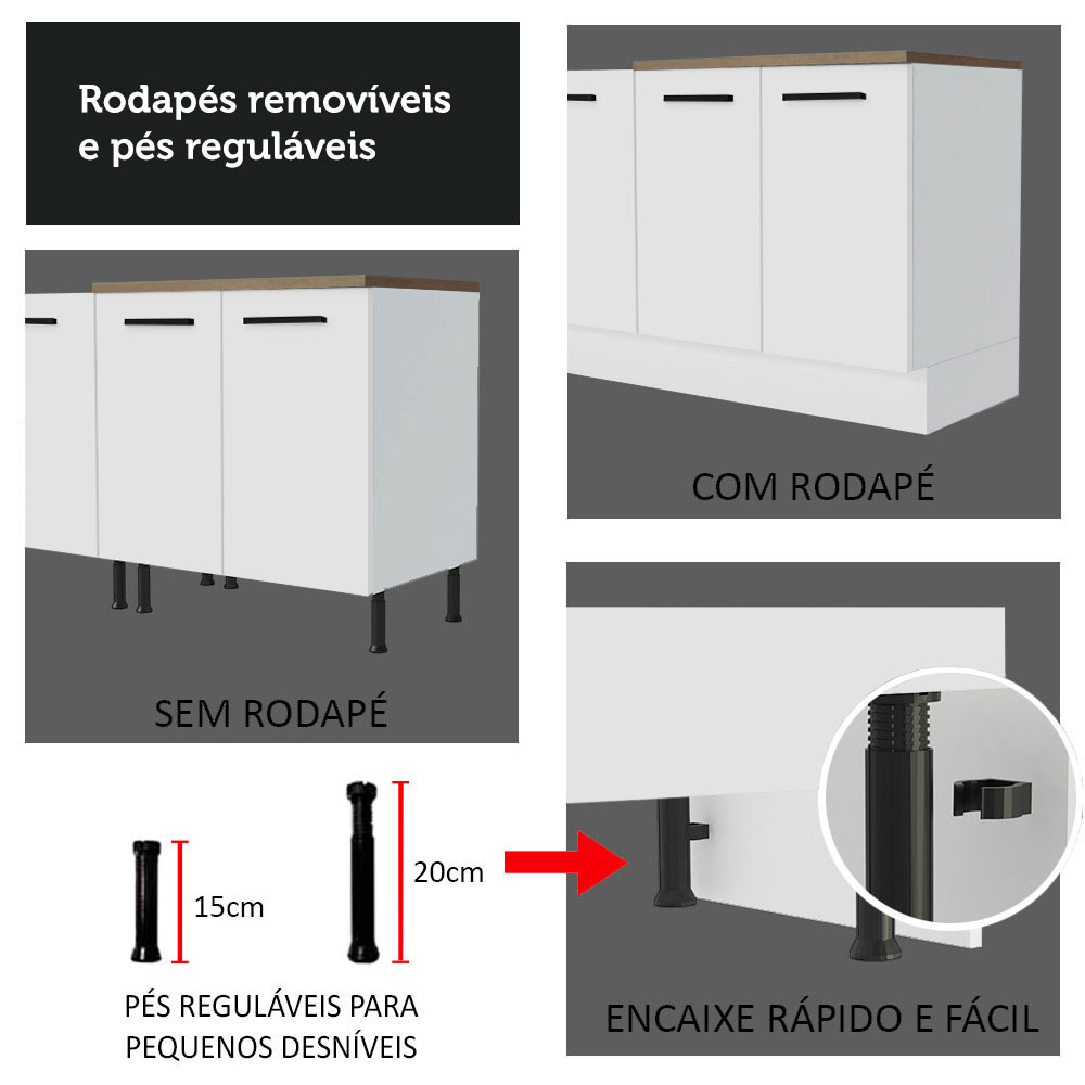 Foto 9 pulgar | Gabinete De Cocina Integral Madesa De 220 Cm X 60 Cm Agata Blanco/Rústico 02