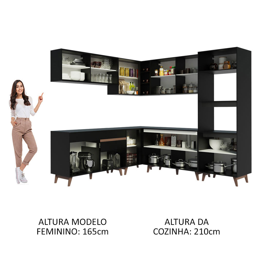 Foto 5 | Madesa Gabinete De Cocina Integral Completa De Esquinero 452 Cm Reims Negro 01