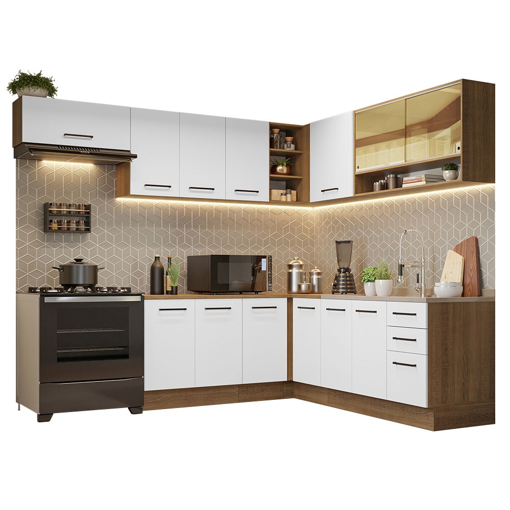 Madesa Gabinete De Cocina Integral Completa De Esquinero 486 Cm X 60 Cm Agata Rústico/blanco 01 $29,999