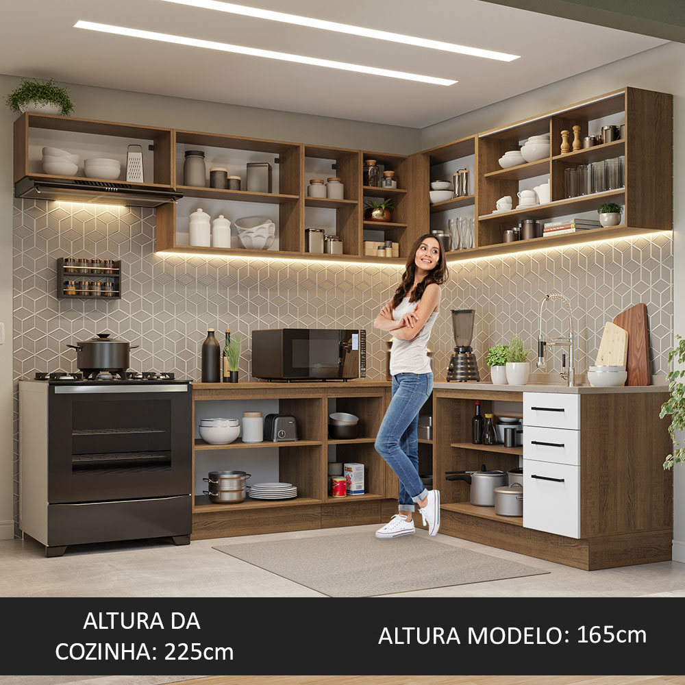 Foto 5 | Madesa Gabinete De Cocina Integral Completa De Esquinero 486 Cm X 60 Cm Agata Rústico/blanco 01