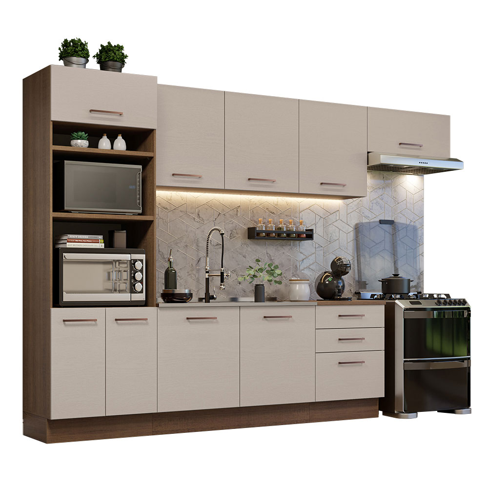 Foto 2 | Madesa Gabinete De Cocina Integral Completo 330 Cm Agata Rustic/Crema 01