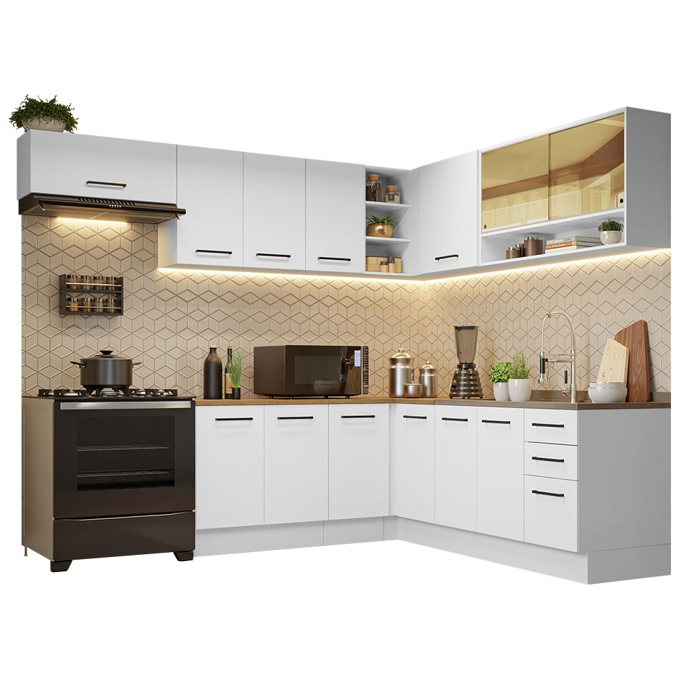 Madesa Gabinete De Cocina Integral Completa De Esquinero 486 Cm X 60 Cm (con Tapa) Agata Rústico/blanco 01