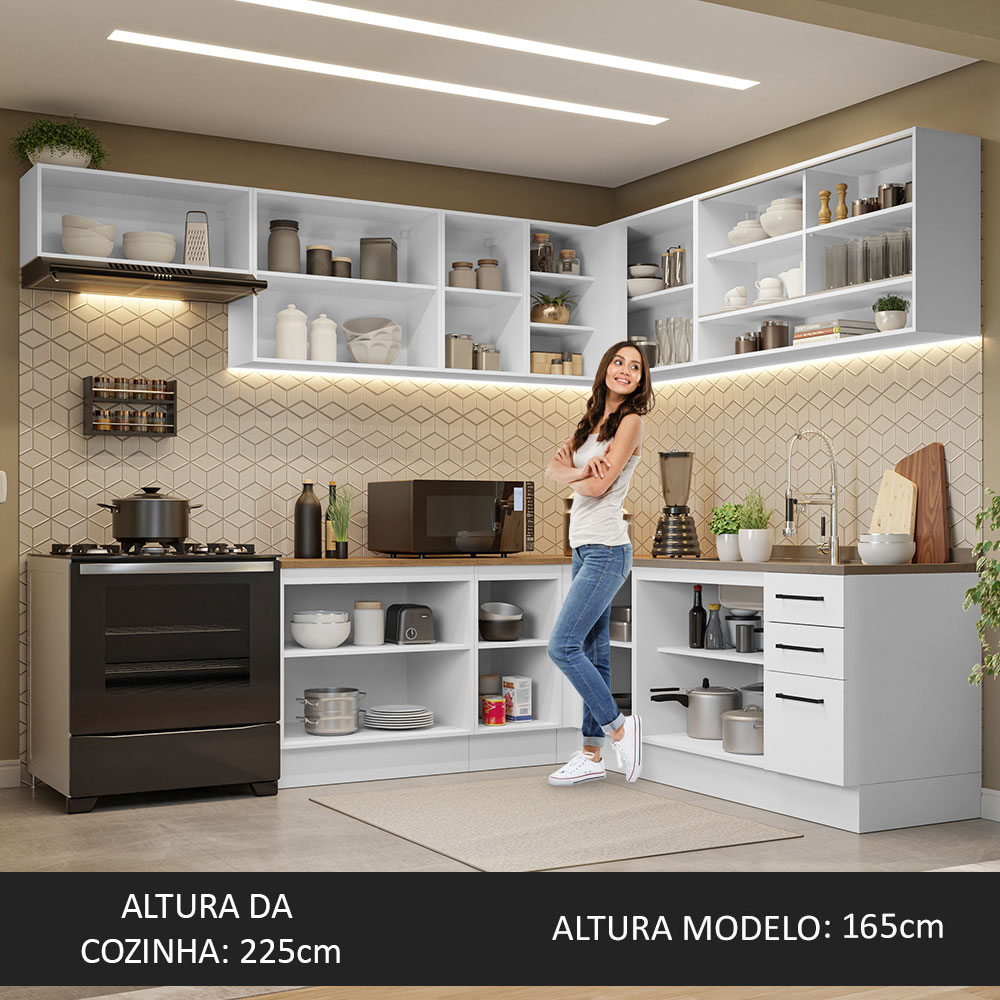 Foto 5 | Madesa Gabinete De Cocina Integral Completa De Esquinero 486 Cm X 60 Cm (con Tapa) Agata Rústico/blanco 01