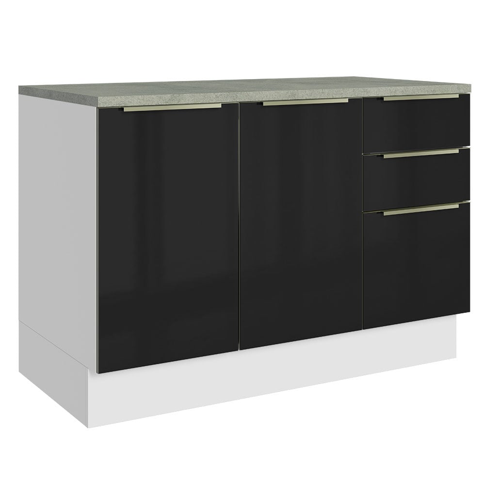 Madesa Gabinete Bajo De Cocina Para Fregadero De 120 Cm 2 Puertas 3 Cajones Lux Blanco/negro $22,899