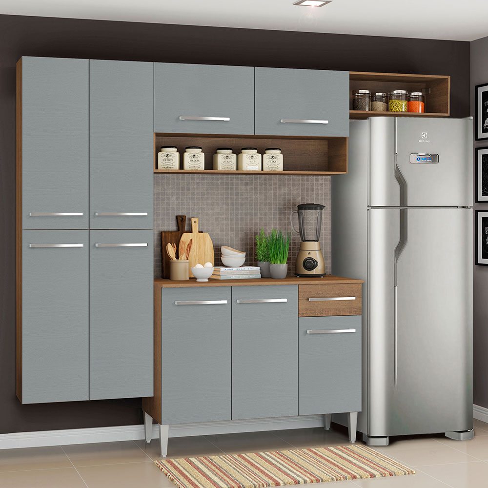 Foto 2 pulgar | Gabinete de Cocina Integral Madesa Emilly Fit Rústico/Gris