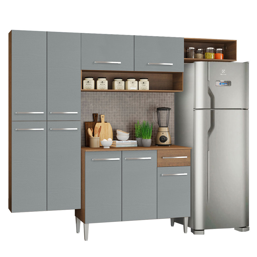 Foto 2 | Gabinete de Cocina Integral Madesa Emilly Fit Rústico/Gris