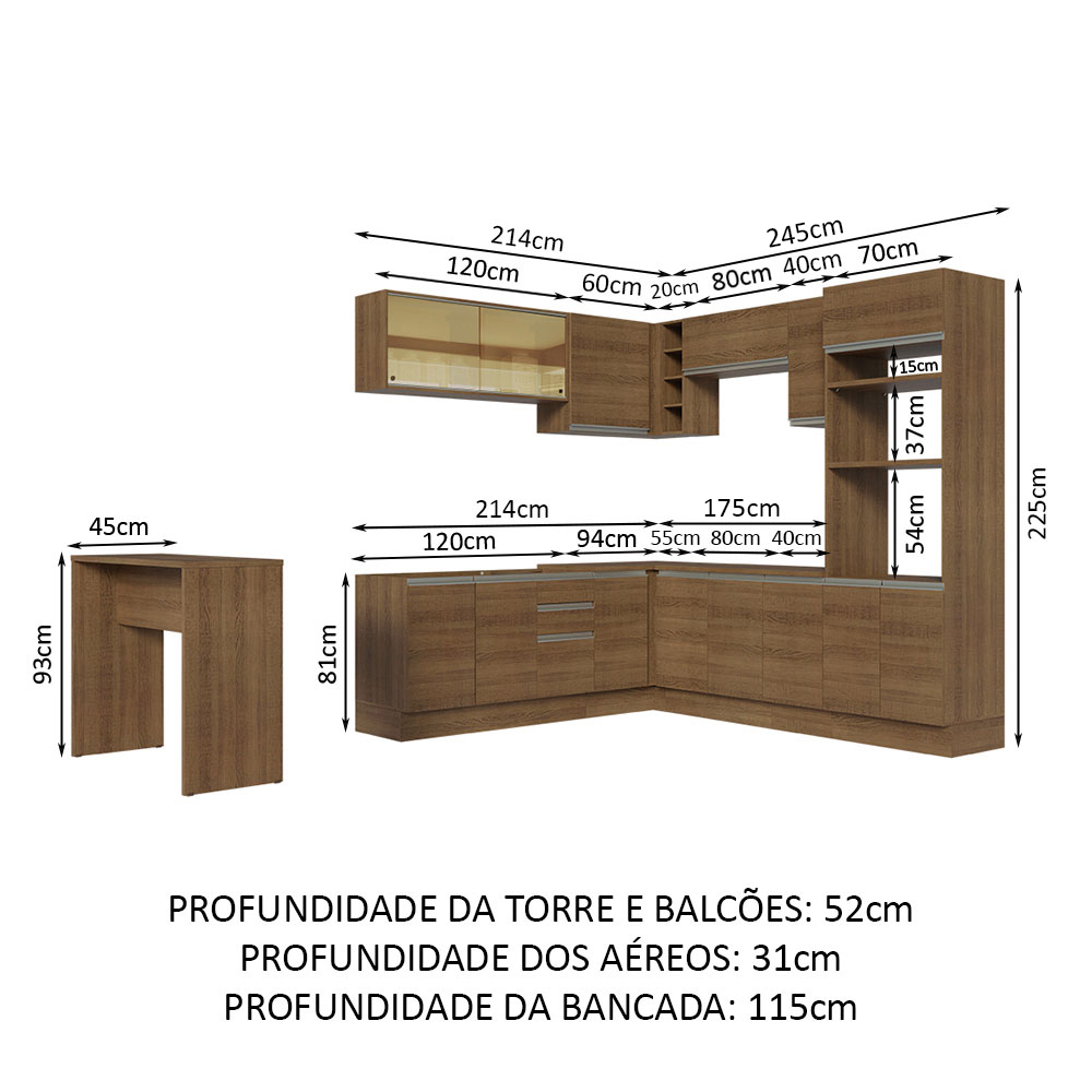 Foto 4 pulgar | Gabinete de Cocina Integral Esquinero Completo Madesa Glamy Rústico