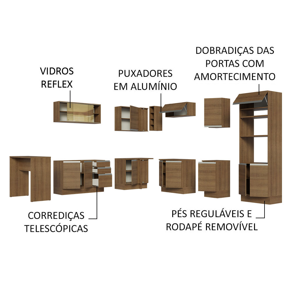 Foto 4 | Gabinete de Cocina Integral Esquinero Completo Madesa Glamy Rústico