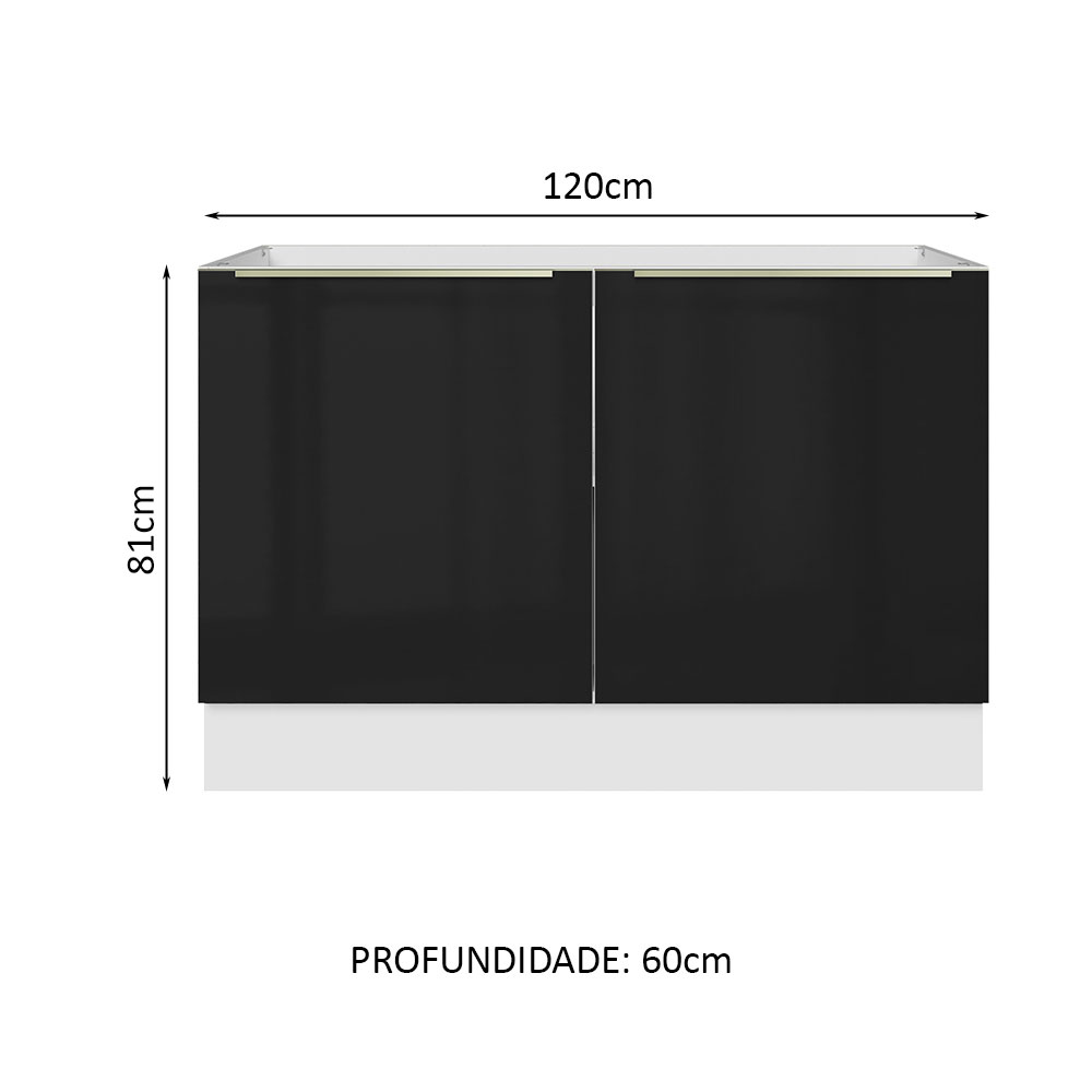 Foto 3 pulgar | Gabinete Bajo de Cocina para Fregadero Madesa Lux Blanco/Negro 2 Puertas - sin Encimera