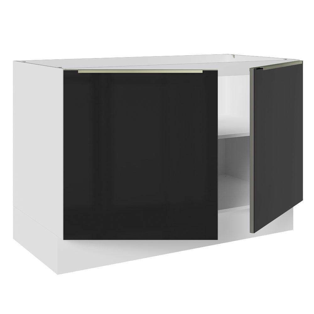 Foto 7 pulgar | Gabinete Bajo de Cocina para Fregadero Madesa Lux Blanco/Negro 2 Puertas - sin Encimera