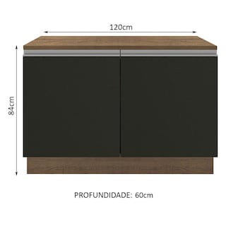 Foto 3 | Gabinete Bajo de Cocina para Fregadero Madesa Glamy Rústico/Negro 2 Puertas - con Encimera