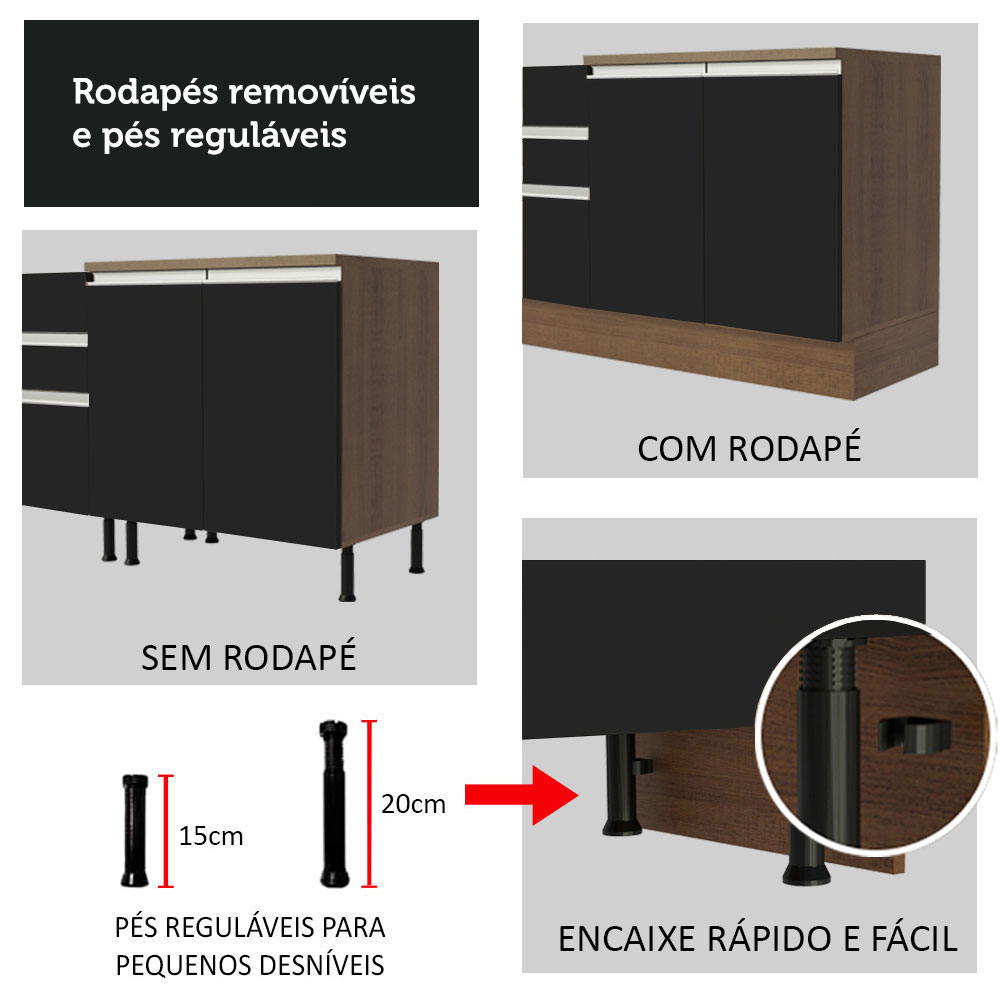 Foto 9 pulgar | Gabinete Bajo de Cocina para Fregadero Madesa Glamy Rústico/Negro 2 Puertas - con Encimera