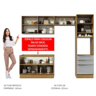 Foto 5 | Gabinete de Cocina Integral Completa Madesa Lux Rústico/Gris